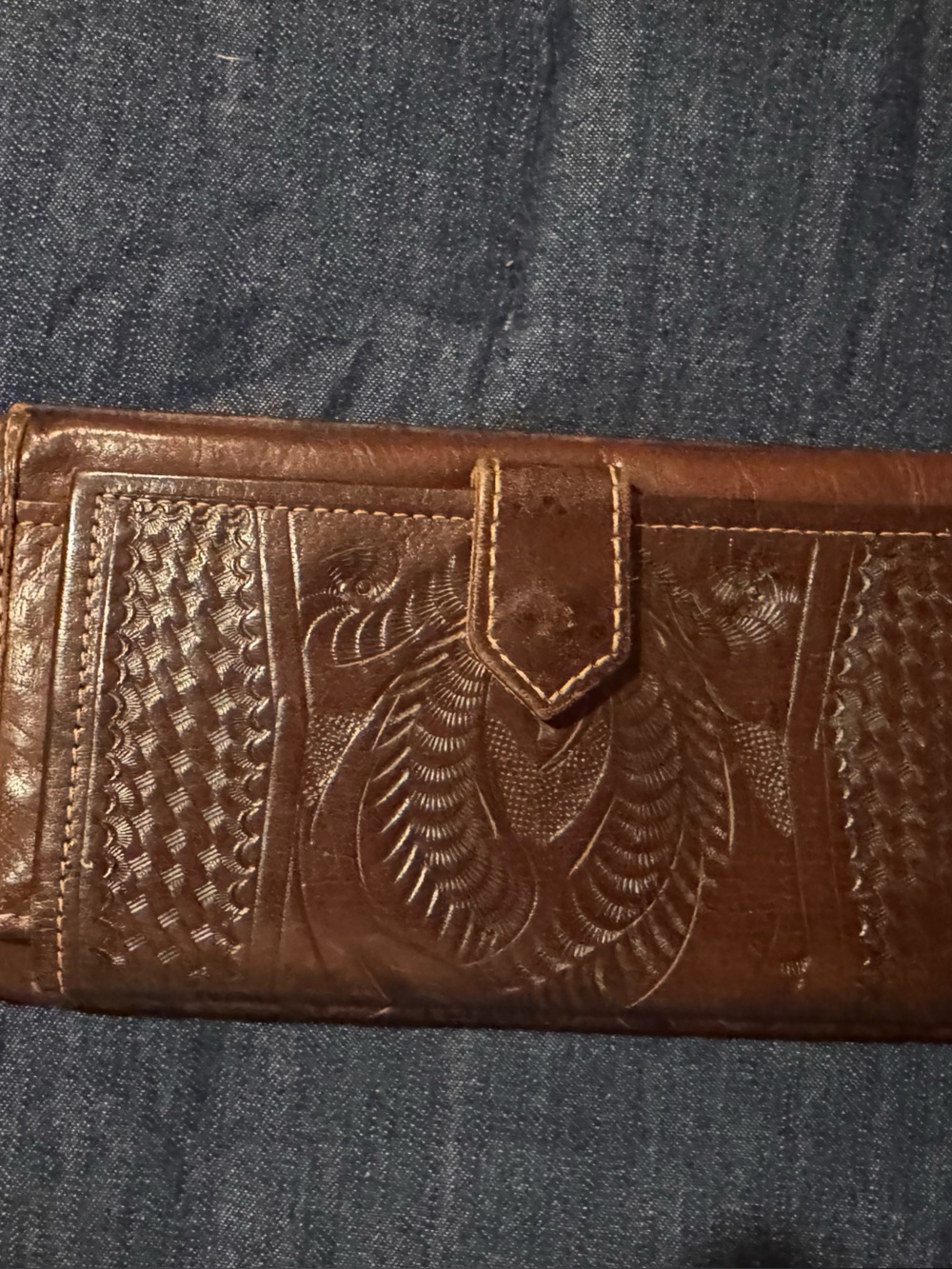 Women's Brown Tooled Leather Wallet - Classic Handcrafted Design